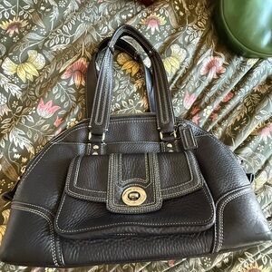 Black Pebbled Coach Hampton Satchel